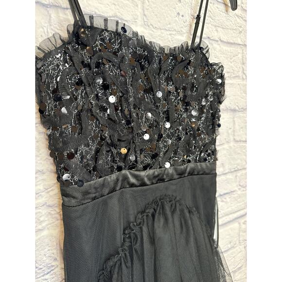 City Studio Black Mini Dress w/ Sparkled Bodice and Ruffled Net Skirt NWT Size 0 - Picture 2 of 3
